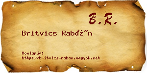 Britvics Rabán névjegykártya
